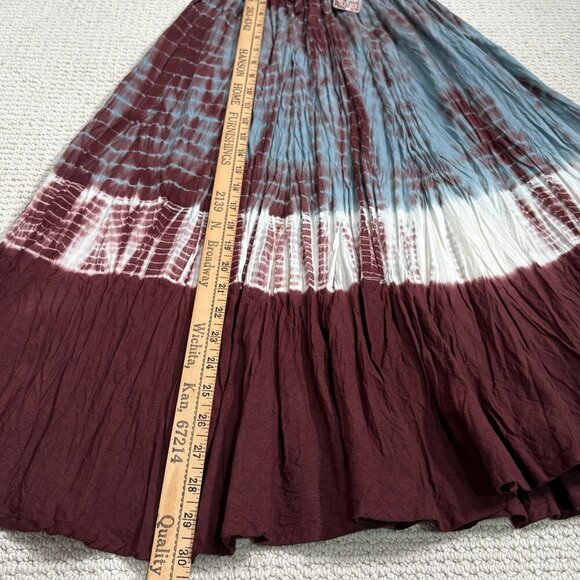 J Gee Bohemian Tie-Dye Crinkled Midi Skirt M Hippie Gypsy Airy Flowy Elastic - Picture 11 of 12
